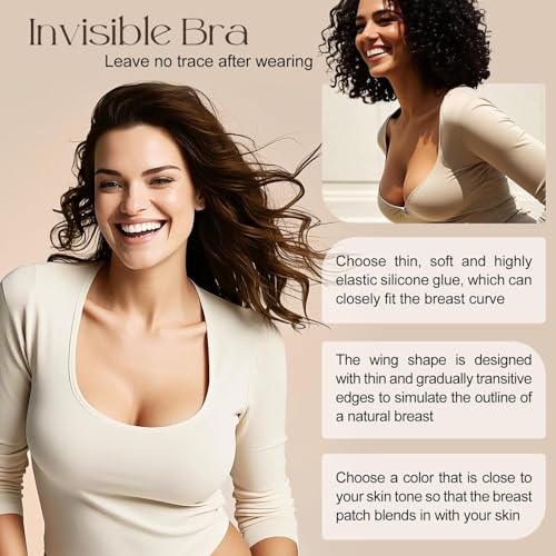 Cmojsk Sticky Bra, Backless Sticky Push Up Bra Adhesive, Invisible Seamless Strapless Bras for Women Reusable 2 Pair4