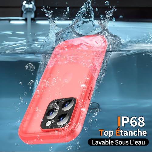 Coque intégrale iPhone 13 Pro double couche hermétique rose antichoc 360 - 3