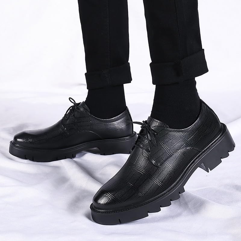 Men's Leather Platform Oxford Shoes - Non-Slip Comfort