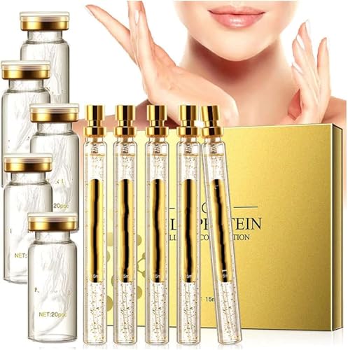 Instalift Korean Protein Thread Lifting Set, Gold Face Essence, Anti Aging & Wrinkle Moisturizing Firming Face Serum, Soluble Protein Thread and Nano Gold Essence Combination (1box & 5 Bottles)