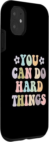Miniatura 3 de iPhone 11 - Funda con gráficos inspiradores para mujer, con texto en inglés "You Can Do Hard Things