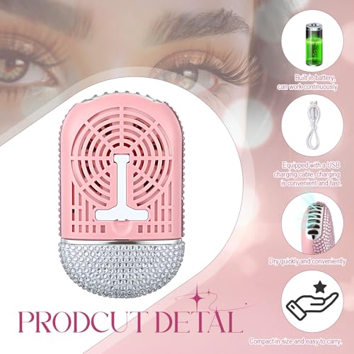 Grinsvalley Mini Lash Fan Dryer for Eyelash Extensions Portable Diamond Fan by Grinsvalley - Used condition - Image 4
