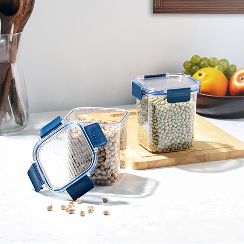 Image of CELLO Stacklock Square Pet Storage Jar for Kitchen Set of 2 Pieces, 900 ml Blue | Freezer & Fridge Safe, Airtight Stackable Pet Kitchen Storage Box Jar Container Set for Beans, Whole Grains, Spices