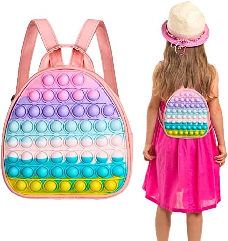 Vanblue Pop Mini Backpack Gift for Girls Fidget Shoulder Preschool Bag Purse Fidget Party Favors Fidget Bag Gift for Kids Preschool Birthday Party ADHD Anxiety Stress Relief