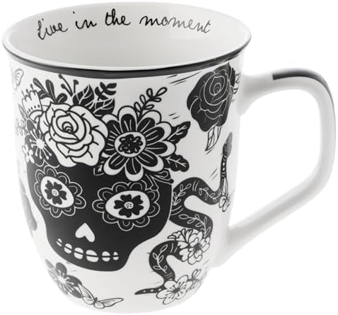 Karma Gifts 14 oz Black and White Boho Mug Sugar Skull - Cute Cof...