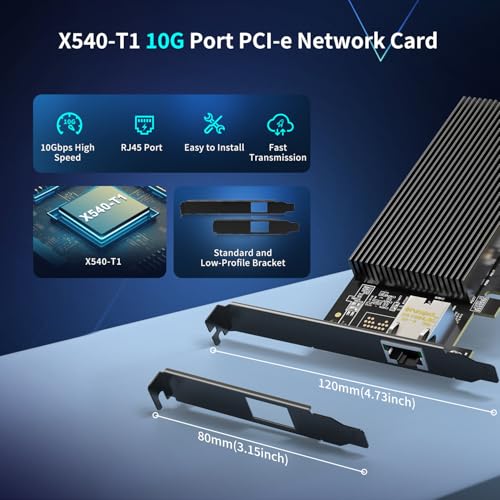 Image of 10Gb Base-T PCI-e Network Card, Intel X540-T1 Controller, NICGIGA 10Gbps Ethernet Adapter with 10Gbe RJ45 Port ， 10G NIC Card, Support Windows /Windows Server /Linux /Vmware /ESX