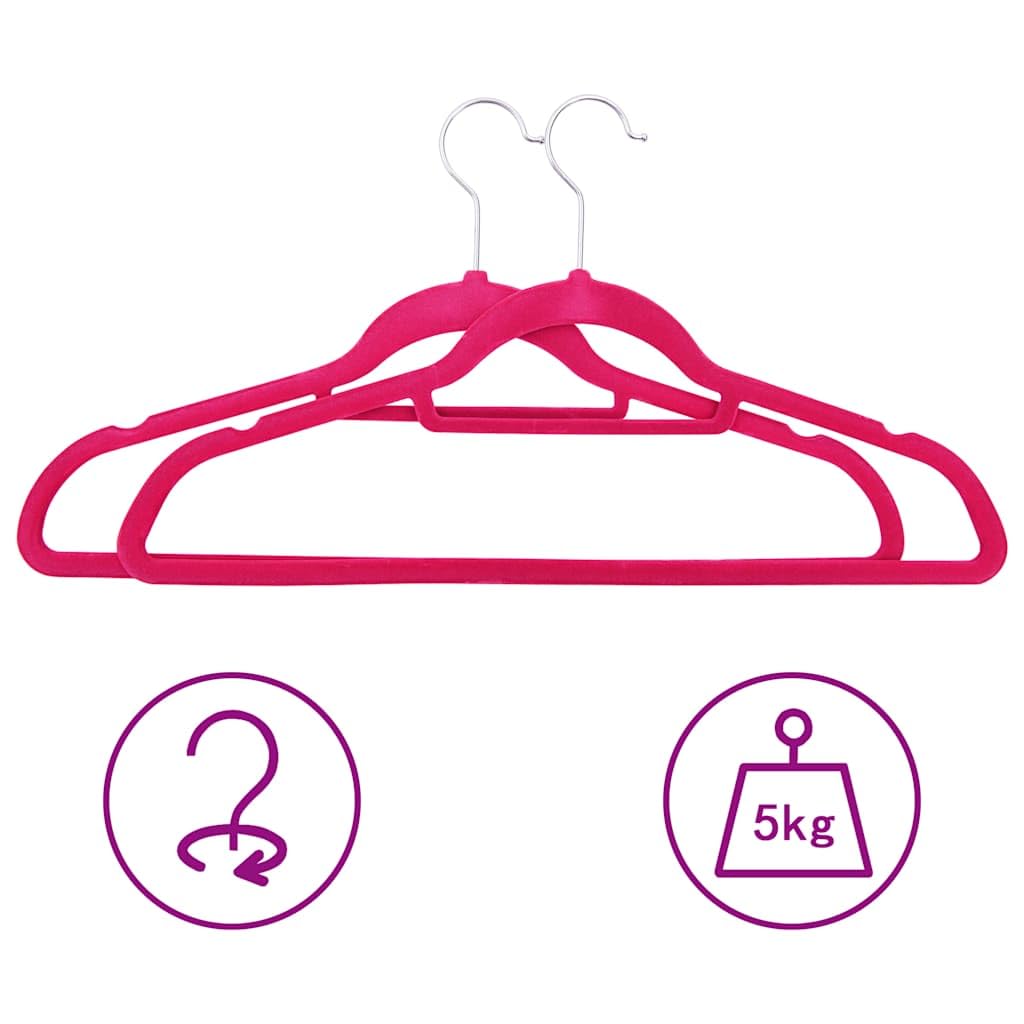 Lot de 20 cintres antidérapants en velours rose avec barre pour