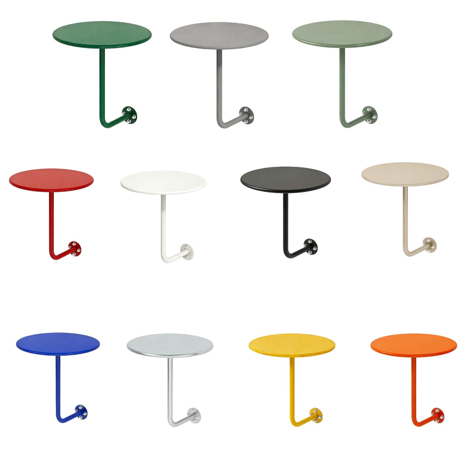 NHPJFDC Wall Mounted Round Bar Table Office Bar Desk Iron Booth Tables, Floating Small Tray Cocktail Drink Iron Round Table for Milk Tea Shops Bars Home Kitchen(Yellow,40cm/15.7inch)
