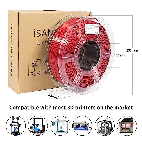 Image of iSANMATE 3D Printer Filament, PLA Filament 1.75mm Silk PLA Red Black, Dual Color Filament Rainbow Filament, 1 kg Spool