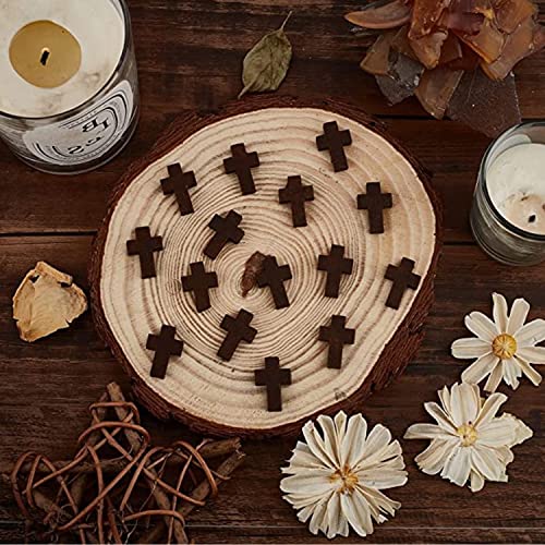 Saijer Wood Cross Pendants,150 PCS Natural Wood Cross with 1 Roll 20M Waxed Polyester Cord 3 Color Blessing Cross Charm Spacer Beads Mini Cross Beads for Party Sunday School DIY Craft Jewelry Making - Image 3