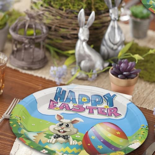 Gudvilla HAPPY EASTER PLATES 9INCH Easter Paper Plates Heavy Duty-Easter Plates Disposable 9 Inch Paper Plates Bulk For Dinner Plates Easter Party Plates Easter Party Decorations And Supplies thumb #4
