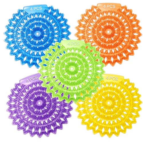 20 Pack Urinal screens deodorizer 3D anti-splash odor protection urinal cakes for men bathroomtoilet splash guard for menfive scents urinal mats (20)