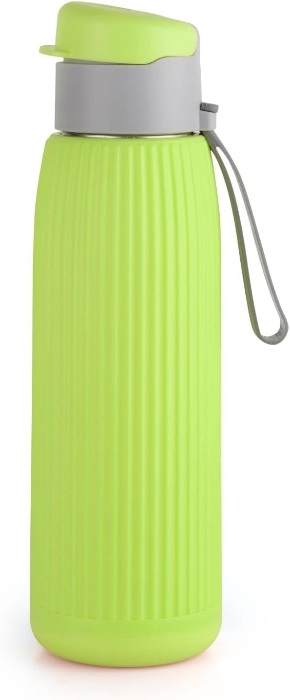 CELLO Puro Steel-X Volvo 900 Inner Steel Insulated Water Bottle 740 ml, Green | Inner Steel Insulated Keeps Water Hot & Cold for Long Hours | Wide Mouth Leakproof Flip Cap Bottle for Office & Travel