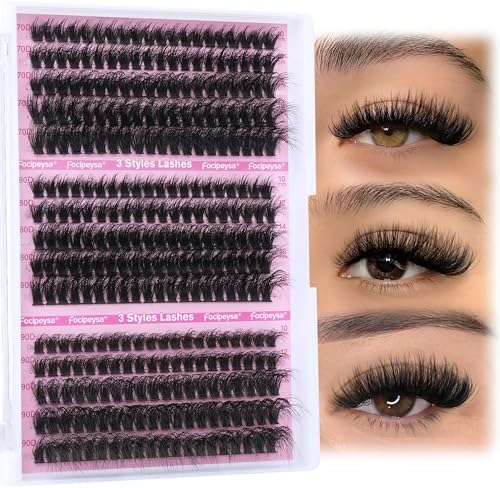 Volume Lash Extension Mink Thick Cluster Eyelash Extensions 10-18mm Lash Clusters Individual Lash Extensions DIY Clusters Lashes Extension at Home by Focipeysa (300pcs-70P+80P+90P 10-18mm)