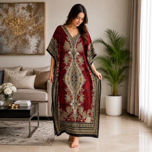 Image of Art Of Creation Women Kaftan Dress Tunic Long Maxi Plus Size