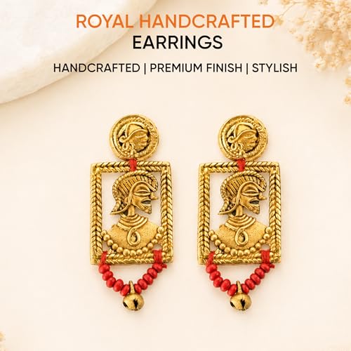 Image of Handcrafted Tribal & Dhokra Art Earrings for Women - Wooden, Nature-Inspired Statement Drop & Traditional Ethnic Designs
