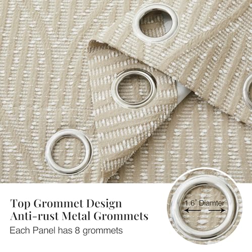 Drapexpert Warm Sand and White 100% Blackout Geometric Jacquard Curtains - Thermal Insulated Noise Reducing Drapes for Bedroom and Living Room, 52" x 96" by Drapexpert - Image 6