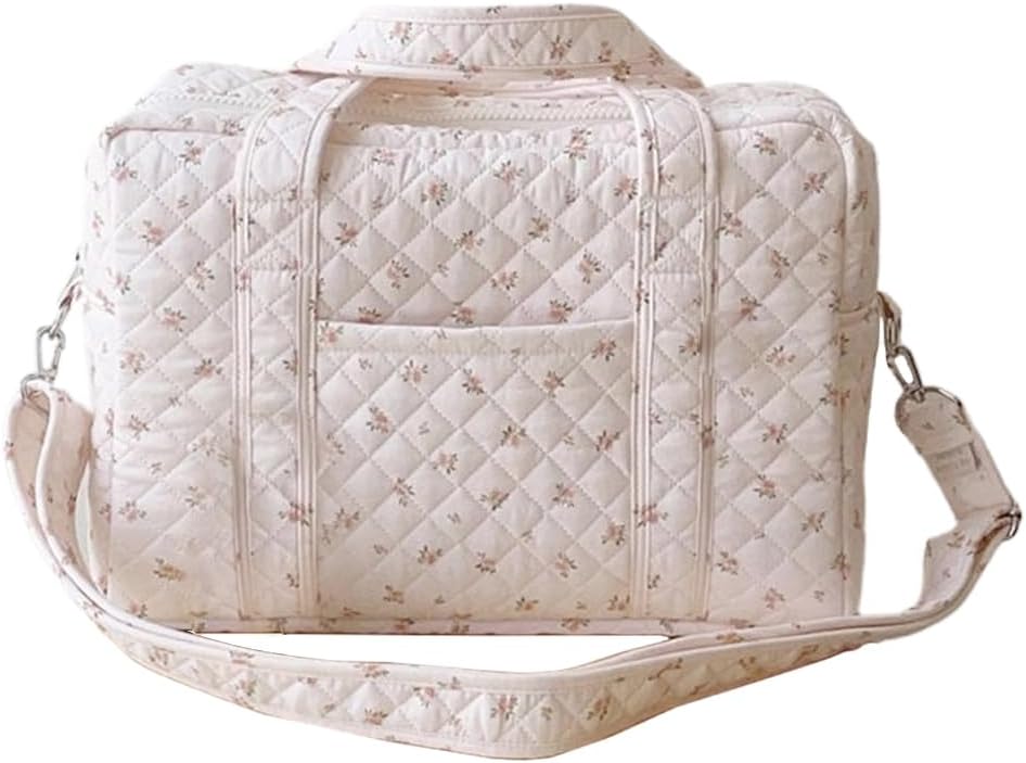 Lushandy Large Diaper Bag Tote, Cute Diaper Bag Puffer Travel Diaper Bag with Long Stap Hospital Bag Maternity Bag Nurse Bag
