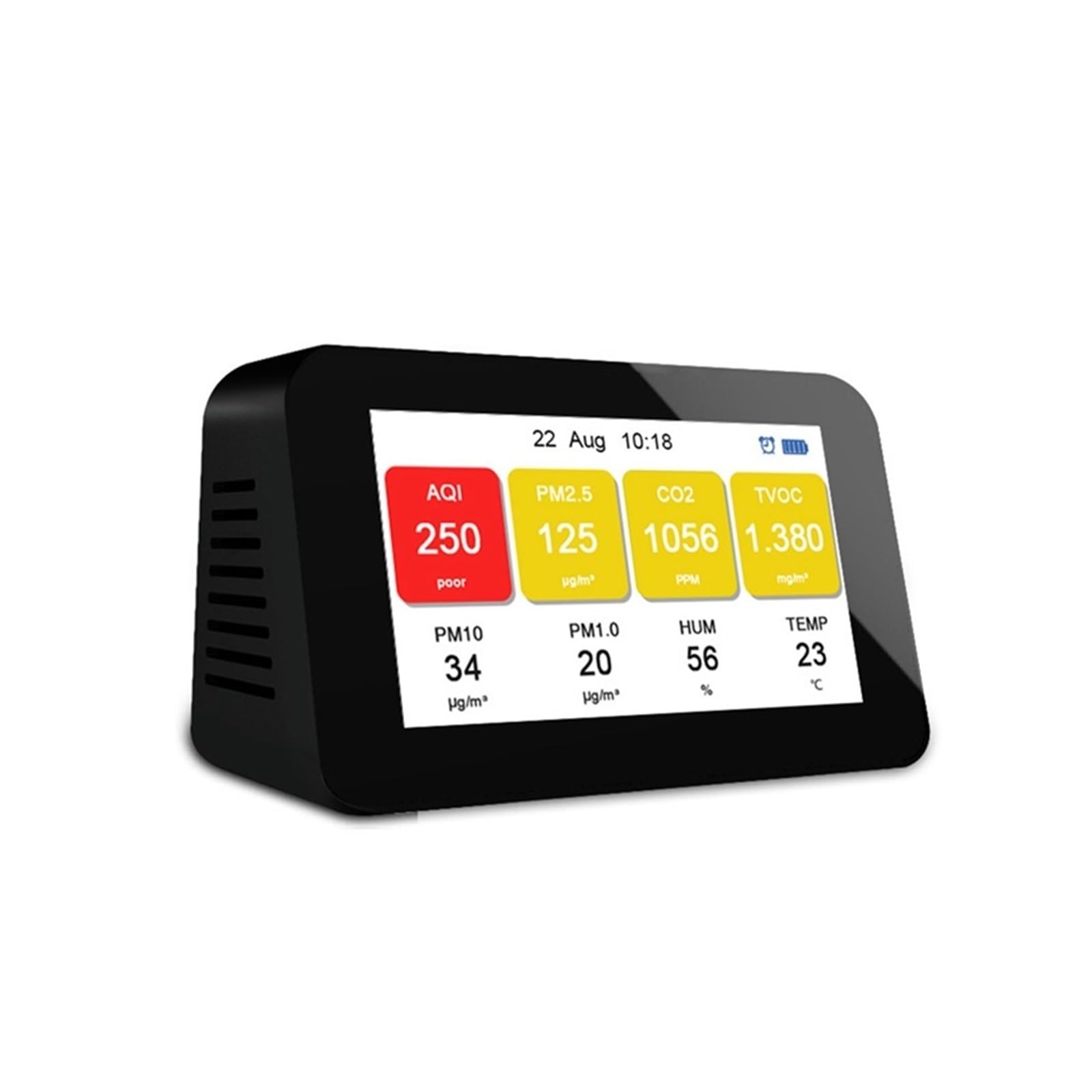4,3-calowy monitor jakości powietrza LCD Detektor gazu PM2,5 PM1,0 PM10 TVOC Cząstki CO2 Miernik temperatury Tester wilgotności Budzik do domu, hotelu