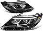 DNA Motoring HL-LB-KIA14-BK-CL1 Pair LED DRL Light Bar Projector Headlight Set Replacement For 14-15 Sorento EX/SX