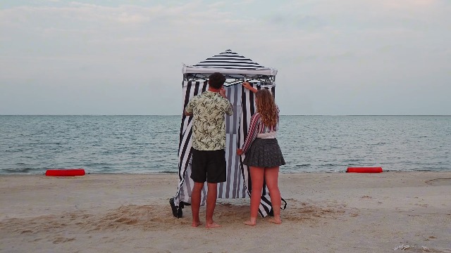 CROWN SHADES 5x5 Pop Up Changing Tent, Portable Changing Room, Black/White miniatura 7