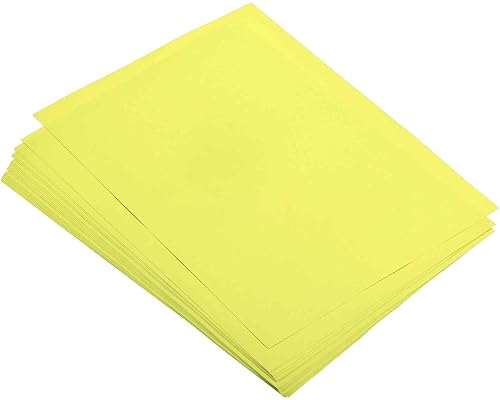 MECCANIXITY 25 hojas de papel de copia de color de 8 12 pulgadas, papel de impresora de 2.65 ozm, amarillo fluorescente para impresión de oficina,