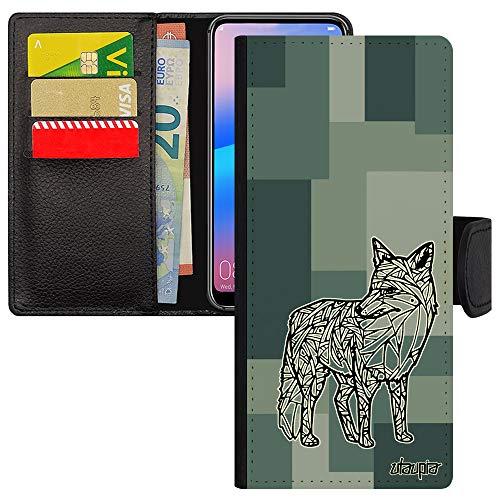 Etui Galaxy S21 Ultra finition premium dessin aztèque et renard gris personnalisé