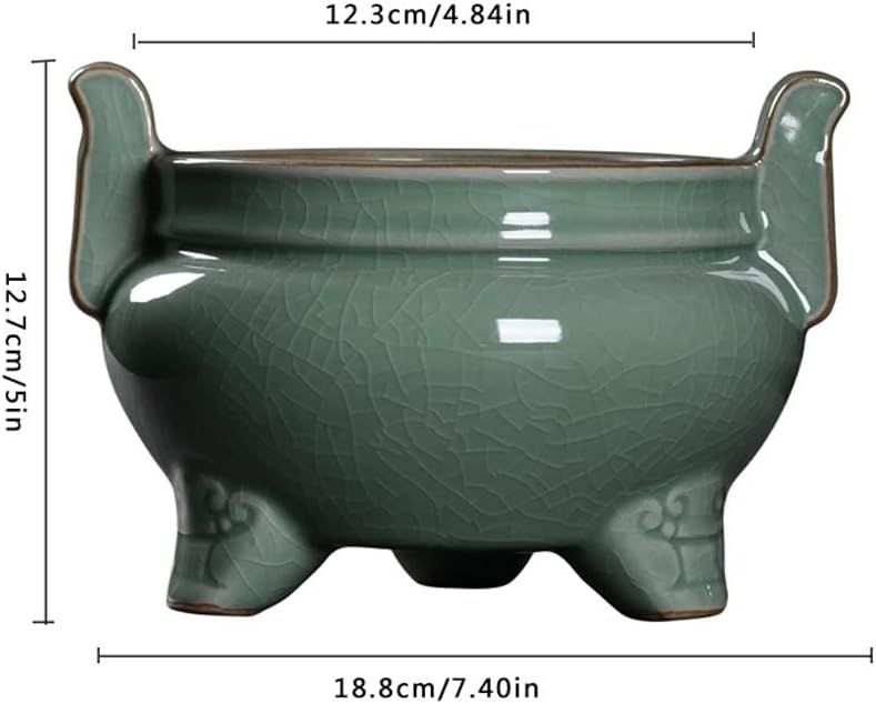 Incense Holder Incense Burner Incense Waterfall Celadon Censer Large Household Indoor Worship Censer Furnace Buddha Hall Antique Ceramic Ornaments Backflow Incense Burner