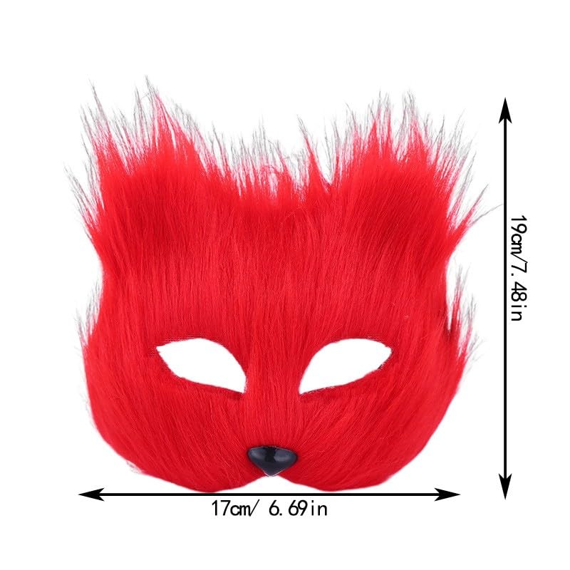 KELINFONG Fur Fox Halloween Mask, Therian Furry Faux Wolf Mask,Fluffy Animal Cosplay Mask for Carnival Women Adult Masquerade - image 2
