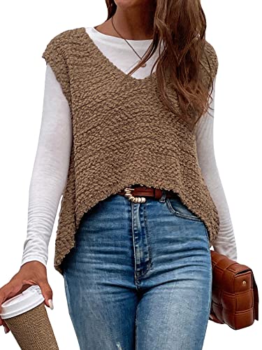 Image of Floerns Women's Vintage V Neck Cutout Back Hight Low Hem Knit Sweater Vest
