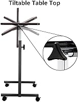 Vista 3 de Mesa auxiliar móvil ajustable en altura, mesita de noche portátil con ruedas, bandeja de comida para laptop con parte superior inclinable