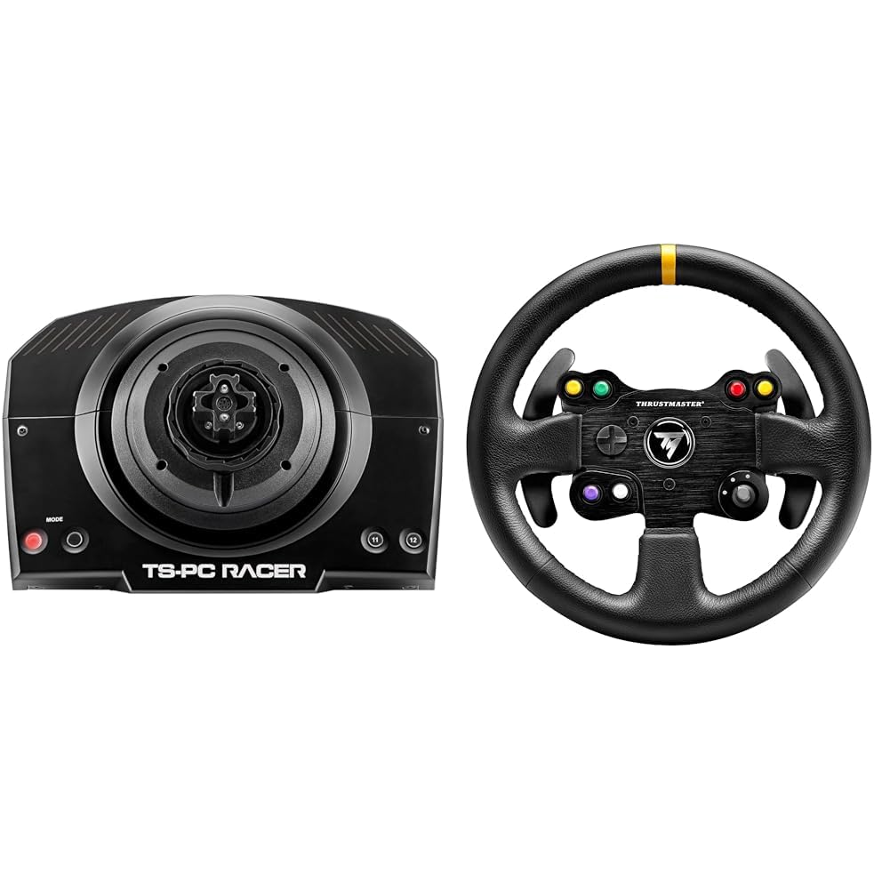 THRUSTMASTER PC Racer Servo Base Bundle with Leather 28GT Wheel Add-On (Compatible with PS5, PS4, XBOX Series X/S, One, PC)