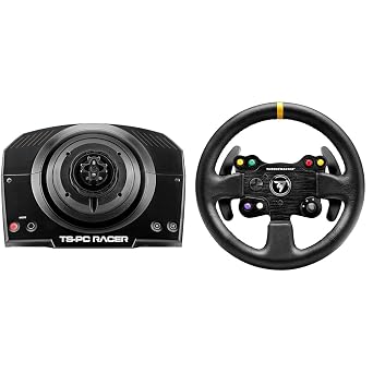 THRUSTMASTER PC Racer Servo Base Bundle with Leather 28GT Wheel Add-On Compatible with PS5, PS4, XBOX Series X/S, One, PC