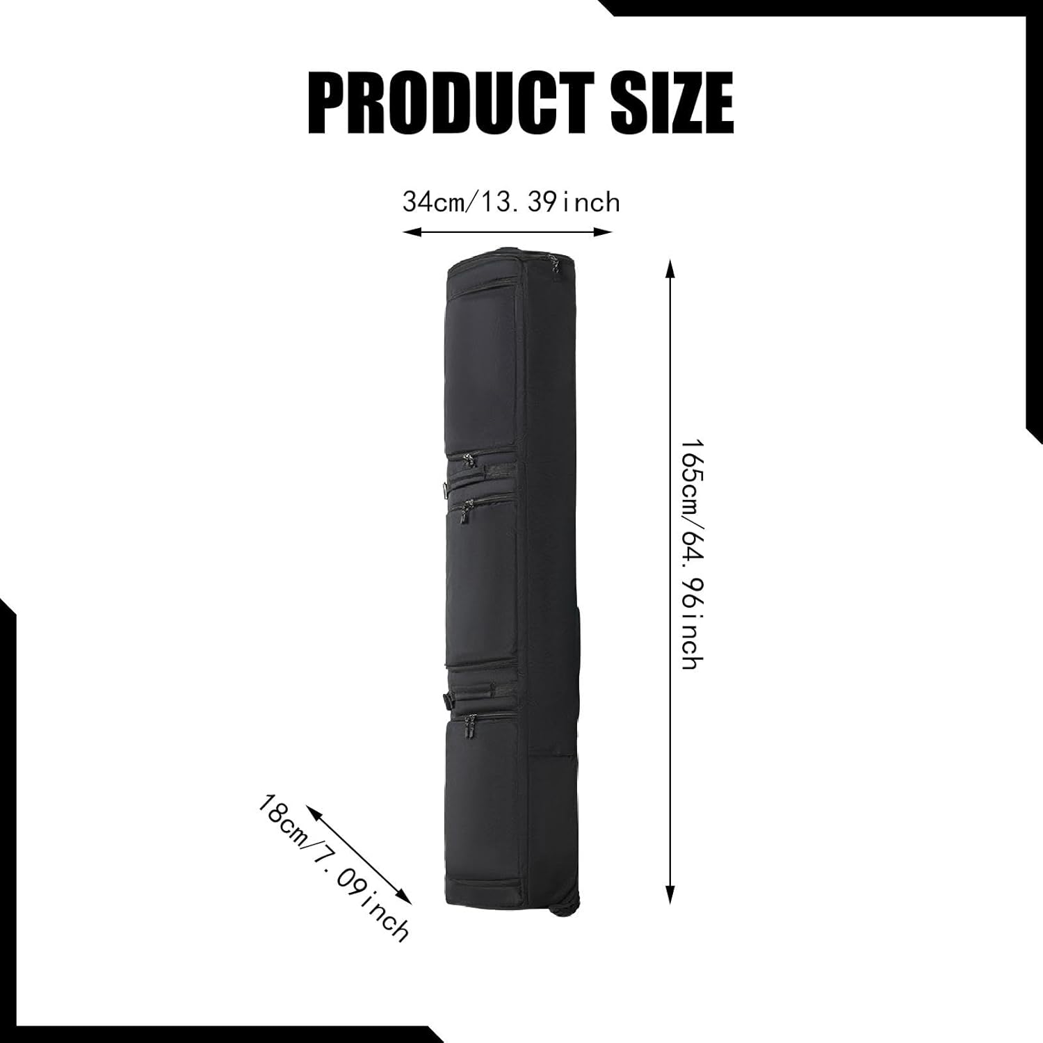 Rolling Ski Backpack Luggage Carrier with Wheels, Water Resistant Snowboard Bag for Air Travel Transport Jacket Storage