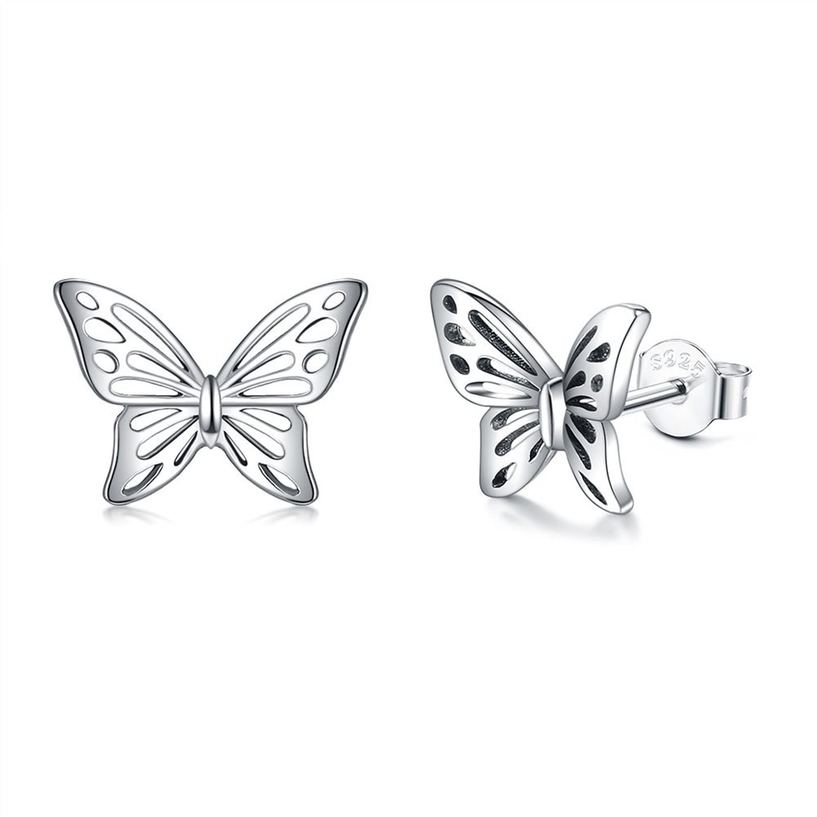 Boucles d'oreilles papillon argent anti-allergie pendantes légères fête - 6