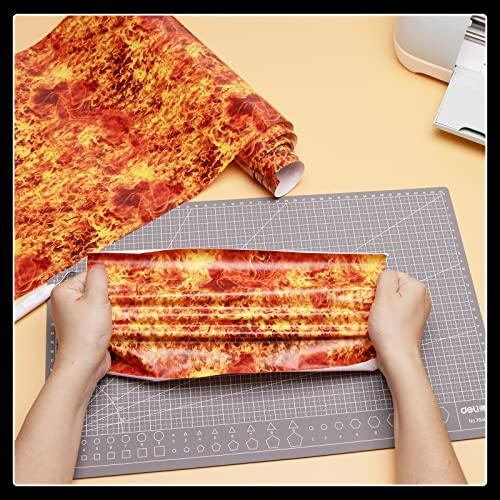 Tintnut Flame Heat Transfer Vinyl Roll - 12"X 8Ft Burning Fire Pattern Orange Htv Iron On Vinyl Diy T-Shirt Canvas Bag Crafts Hats Pillow For Cricut Or Silhouette Cameo #TOP4