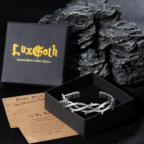 Stainless Steel Cuff Bracelet,Retro Gothic Punk Biker Cool Open Adjustable Cuff Bangle Bracelets Jewelry for Men Silver4