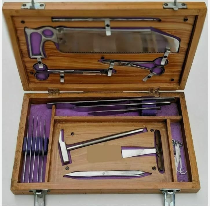 Postmortem Instrument Set/Autopsy/Dissection Kit Anatomy 19Pcs Wooden Box