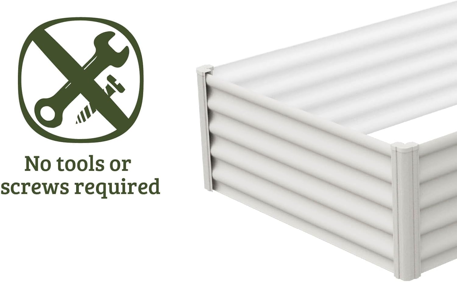 The Organic Garden Co Premium Galvanized DIY 6' x 3' Rectangle Garden Bed DIY with Easy Assembly and Superior Drainage, Surfmist White Galvanized Steel Garden Planter Box with 16" Walls for All Plants