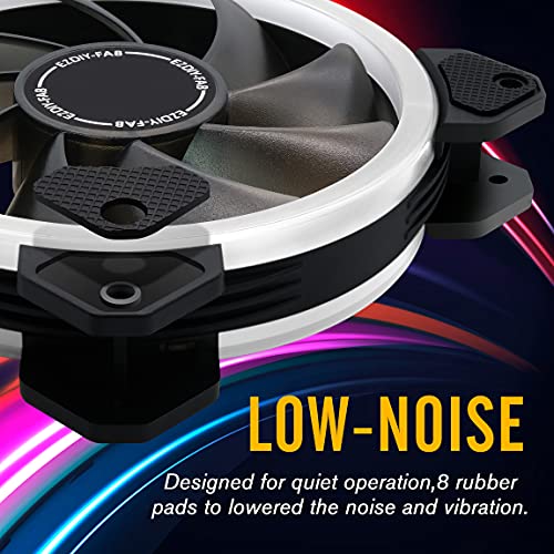 EZDIY-FAB RGB Dual Ring 120mm Case Fans,5V Motherboard Sync,Speed Adjustable,RGB Sync Fan with Fan Hub X and Remote-3 Pack - Image 5