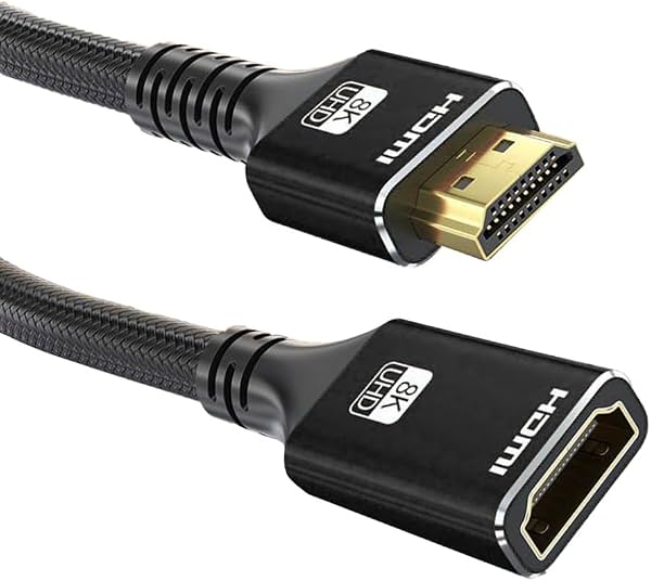 Cable Extensor HDMI 8K de 1 metro, Adaptador HDMI 2.1 Macho a Hembra, Compatible con 8K@60Hz, 4K@120Hz, 2K, 3D, HDR10, Dolby, 48Gbps, eARC, Ideal para HDTV, PS5, Laptop, Monitor, Proyector, PC, TV Stick