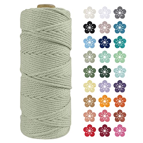 LEREATI Macrame Cord 2mm x 100m, Thick Macrame Rope Natural Cotton Rope Craft String