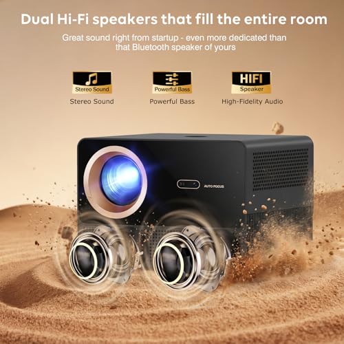 Image of Smart 4K Projector with WiFi and Bluetooth,3500 ANSI,Official Licensed Google TV,Auto Focus & Keystone,Dual HIFI Speaker Movie Cinema for Bedroom Home Theater & Outdoor