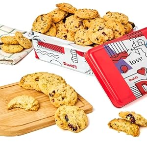 David’s Cookies Cranberry Pistachio Biscuits Sweet Sampler in Love Tin – 9.3oz Irresistible Crunch, Snacks & Bakery Treats – Ideal for Snacking & Gifting – Delicious Gourmet Gift For All Occasions