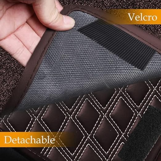 Image of Auto Ride 7D Luxury Car Mats for Mg Hector Plus (7 Seater)| Ultra-Premium PU Leather | Waterproof, Dustproof & Anti-Slip | Custom Fit All-Weather Floor Mats | Color : Coffee