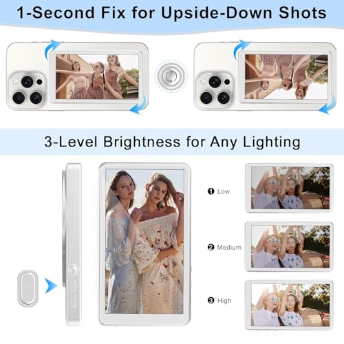 Image of Magnetic Selfie Monitor Screen for iPhone & Android, Vlog Selfie Monitor Screen with Wireless Screen Mirroring, Portable Mobile Monitor for Video Recording