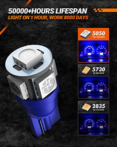 Image of SEALIGHT 194 LED Bulbs, 168 W5W 2825 LED Bulb 6000K Brilliant Blue Super Bright Replacement for Dash Board Light, License Plate Light, Dome Light, Map Light,Courtesy Light (Pack of 10)