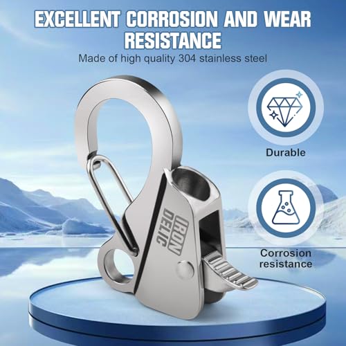 IRONDELIC 2PCS Stainless Steel Boat Anchor Hook, Quick Release Knotless Anchor System for 3/8\'\'- 5/8\'\' Boat Anchor Rope, Fit for Small Boat Pontoon Kayah, Easy to Use, Holds 8500 lbs