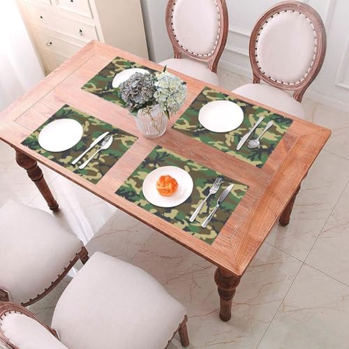 Sets de table lavables camouflage vert lot de 6 protège table intérieur - 7
