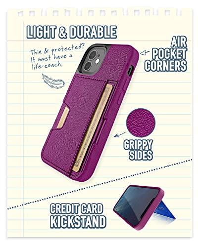 Image of Smartish iPhone 12 mini Wallet Case - Wallet Slayer Vol. 2 [Slim Protective Kickstand] Credit Card Holder (Silk) - Purple Reign